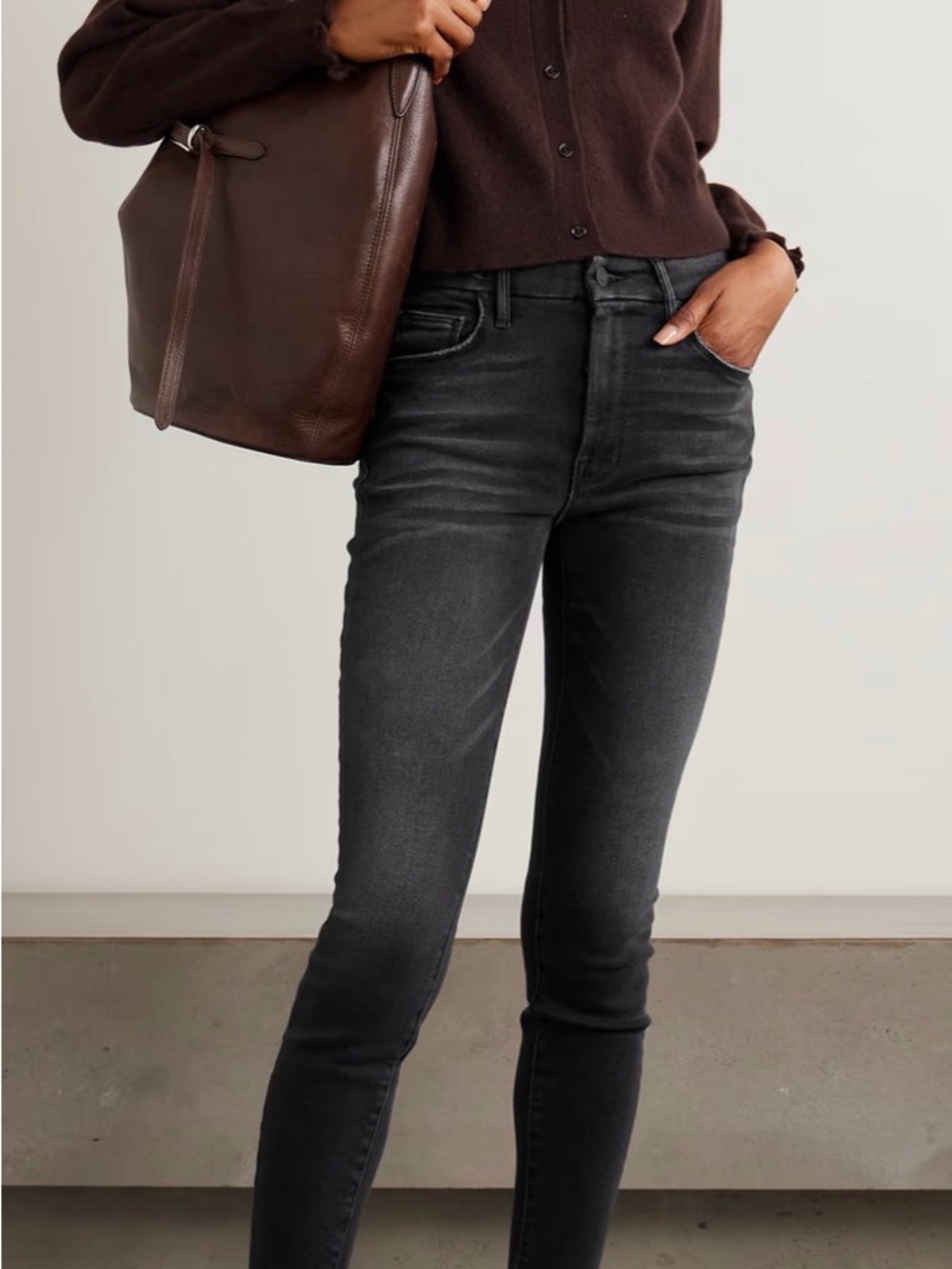 MOTHER Women’s Skinny Jeans in Washed Black